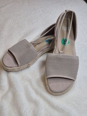 Eileen Fisher Beige Mesh Espadrille Slingback Sandals